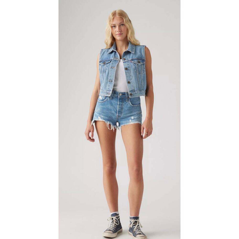 Levi's Premium 501 Original Fit‎ High Rise Oxnard Athens Cut-Off Shorts Size 25